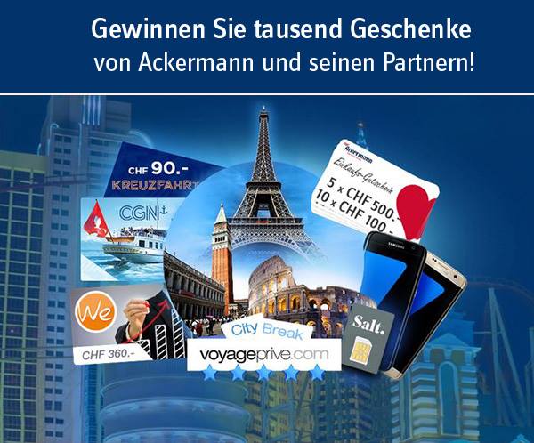 ackermann_ch's tweet photo. WETTBEWERB! 1000 Geschenke gewinnen von Ackermann &amp; Partnern https://t.co/s4Ui7fAbgF Viel Glück! #Gewinnspiel https://t.co/gWIvbEQvz6