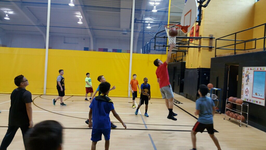 A little game of basketball with Mr. Charron to start the new year.  <a href="/PagePanthers/">John Page Middle School | The Lamphere Schools</a> #wearelamphere