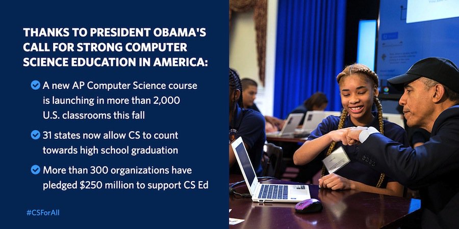WHOSTP44's tweet photo. #YesWeCan encourage ALL students to pursue STEM education and computer science. #WomeninSTEM #CSforall https://t.co/z96LORNyTz