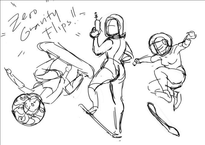 working on some vintage space girls on hoverboards 