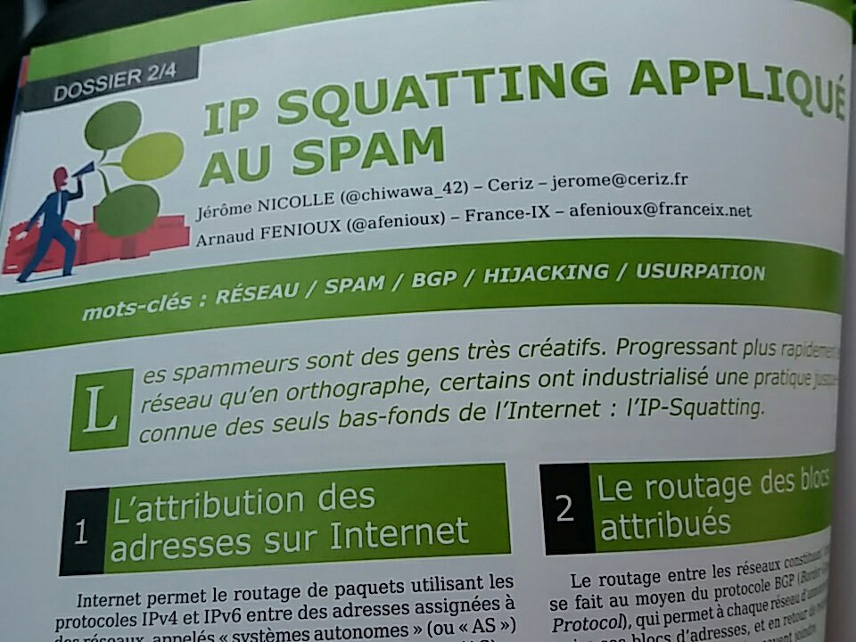 cryptax's tweet photo. Bon faut que je lise plus sur IP squatting /8 tier1 BGP RADb... #miscmag https://t.co/RD1uc6zjtl