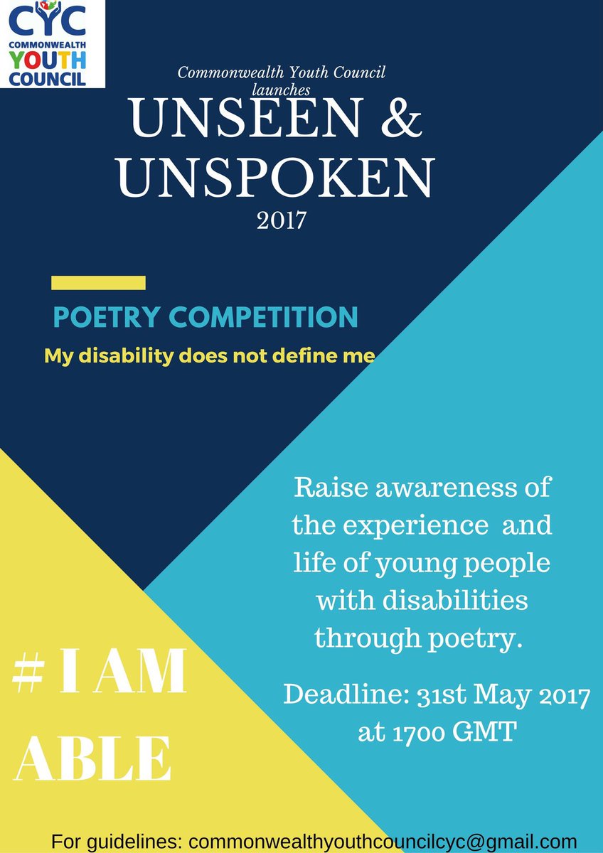 Are you a budding poet? My #disability does not define me. <a href="/Official_CYC/">#CYC</a>  launches poetry competition #IAmAble