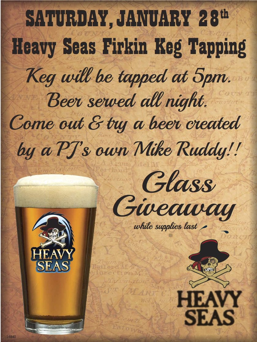 PJsPub's tweet photo. U know ur an authority on #Beer when ur own managers R asked 2 make it… Come 2 #PJsReading 1/28 4 a @HeavySeasBeer #Tapping @RuddyTheyddur https://t.co/qEbKwiR7Zx
