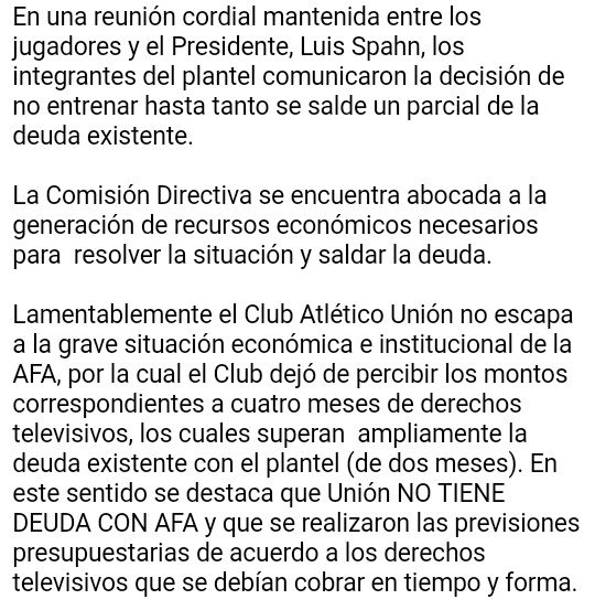 lucasnunez87's tweet photo. #Union
El comunicado de prensa Tatengu, explicando la situación del Club. https://t.co/9N58blubPr