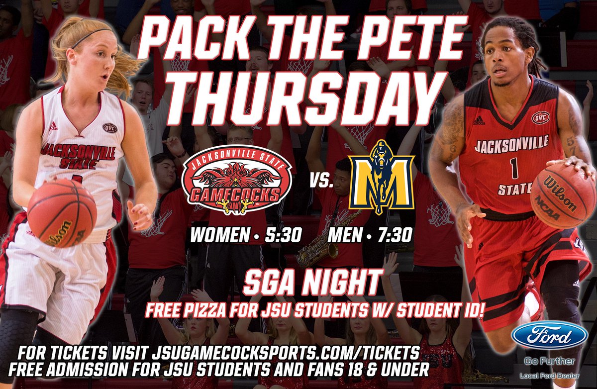 Hey <a href="/Jacksonville_AL/">City of Jacksonville</a>, come out and support the Gamecocks tomorrow night at Pete Mathews Coliseum! #PackThePete