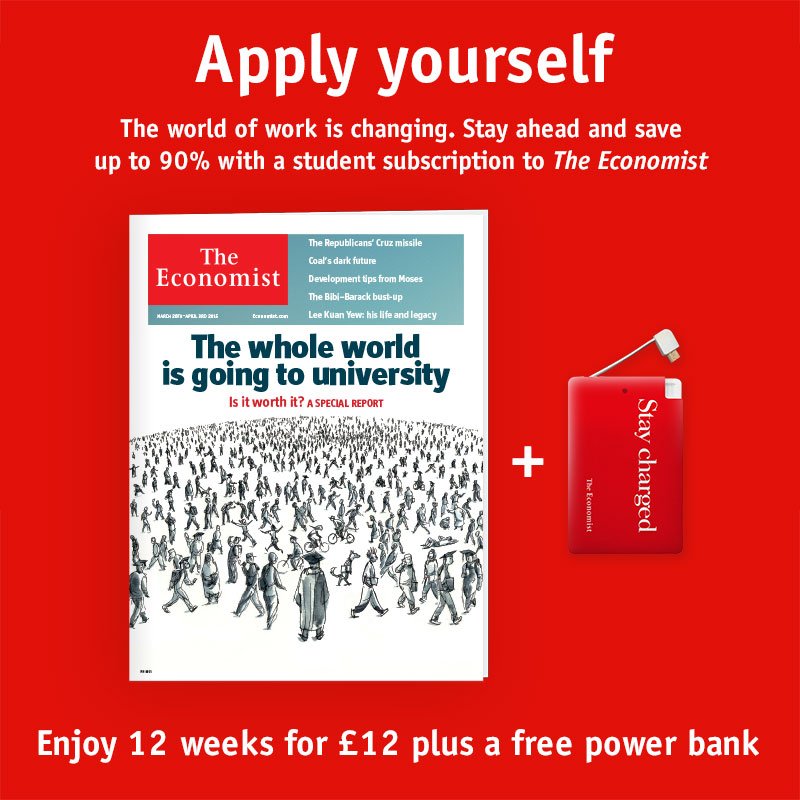 New Year's resolution - Improve your studies &amp; employability with The Economist. Subscribe now for just £1 per week economist.com/campus2