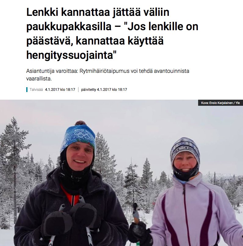 Hyvä lukea heti lenkin jälkeen. Saako juuri pakkanen muita liikkeelle? #hiihto #pakkanen #talvi #kylmä #yle yle.fi/uutiset/3-9387…