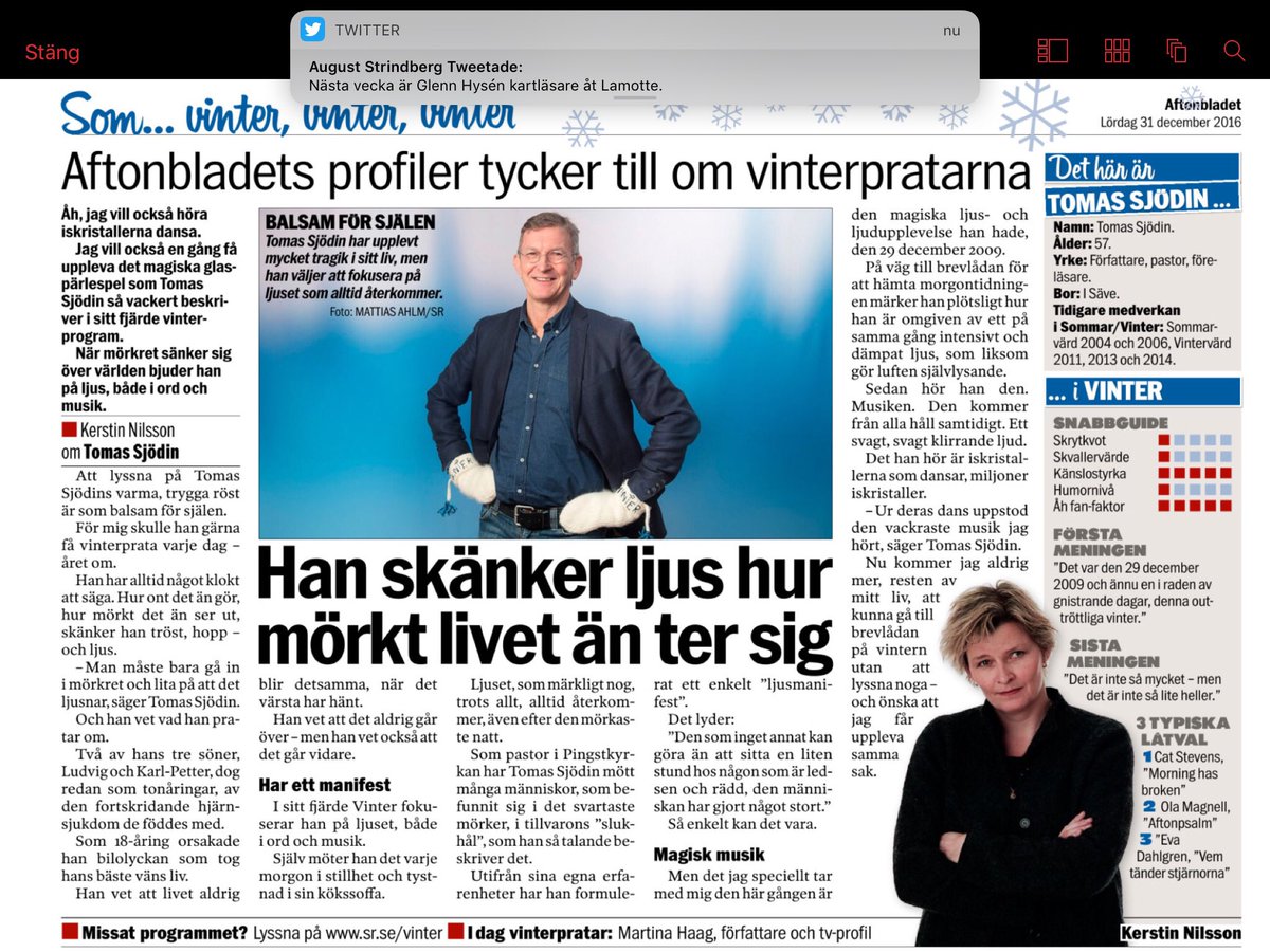 TTruedsson's tweet photo. TILLIT är den vackraste palindromen. Tomas Sjödin i sitt mkt starka #vinterprat https://t.co/TwLwExZW6D