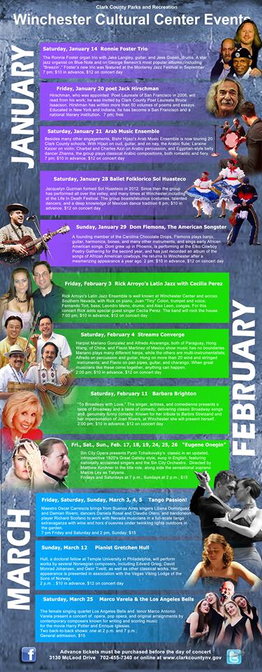 Here is a peek at the first three months of cultural happenings here at Winchester.