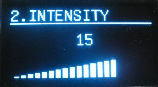 Dokunsal uyaran şiddeti terapi öncesinde menüden belirlenebilir. Dokunsal uyaran şiddeti 1-20 arasında değerler alabilir.