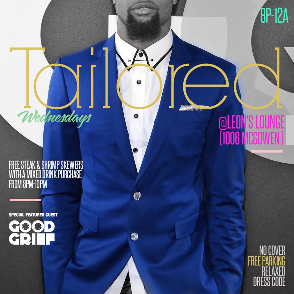 leonslounge's tweet photo. Tonight FREE STEAK/SHRIMP SKEWERS &amp; Bake Potato w/a mixed drink purchase Good Grief In The Mix 
#TailoredWednesdays #LeonsLounge @htowngood https://t.co/eFwNHnXmh3