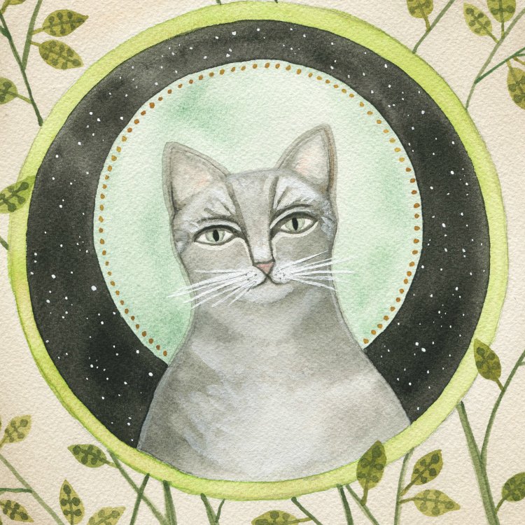 clarysagemoon's tweet photo. Space cat :) me attempting to paint my cat .. #catart #cat #tabbycat #watercolor #illustration https://t.co/FcnCgw2Dbt