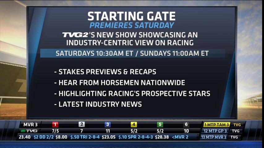 Tvg The Starting Gate Premieres Saturday On Tvg2