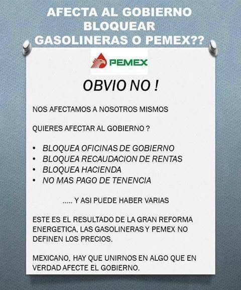 guruchuirer's tweet photo. Así podemos afectar al gobierno, no permitamos la injusticia del #Gasolinazo y el alza en los precios de la canasta básica. https://t.co/PUMXi04bv8