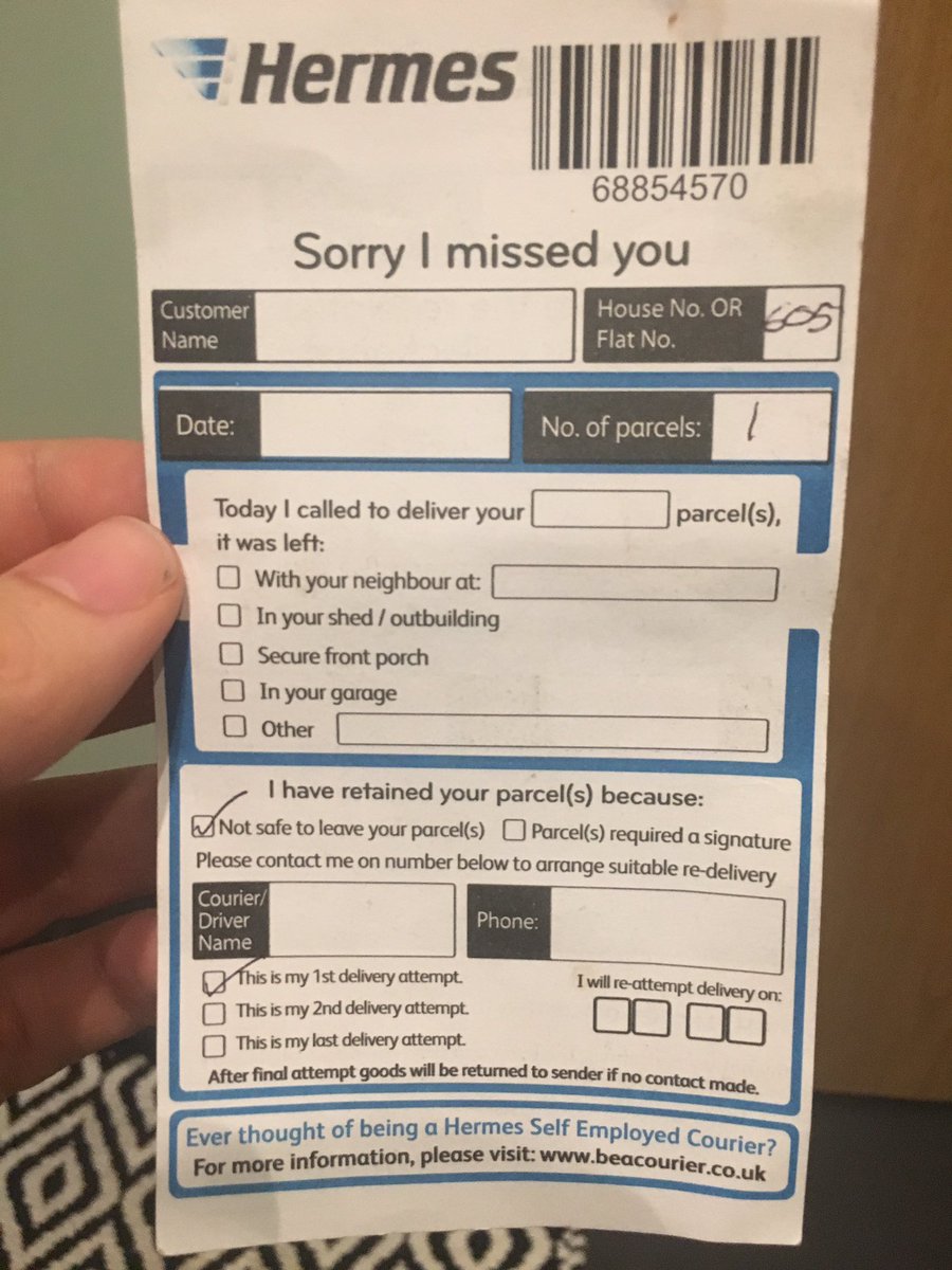 JSimons07's tweet photo. @myhermes This is not much help? Will it be delivered tomorrow?? https://t.co/YwTC9ZOtCE