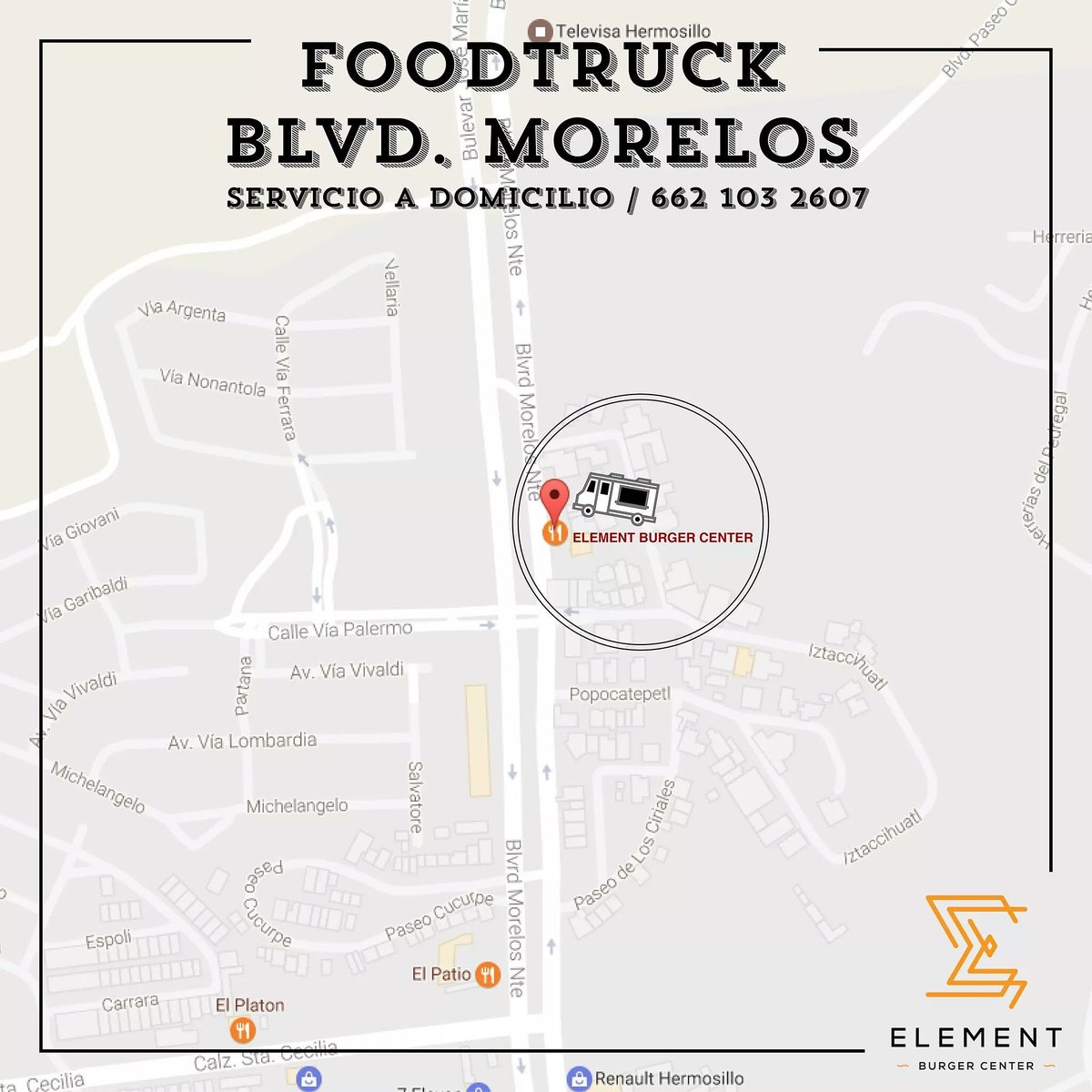 ElementburgerC's tweet photo. Visítanos en nuestro Food Truck en Blvd. Morelos, enseguida de Cayomango. ¡Te esperamos! #ElementBurgerCenter https://t.co/pA2qEugmez