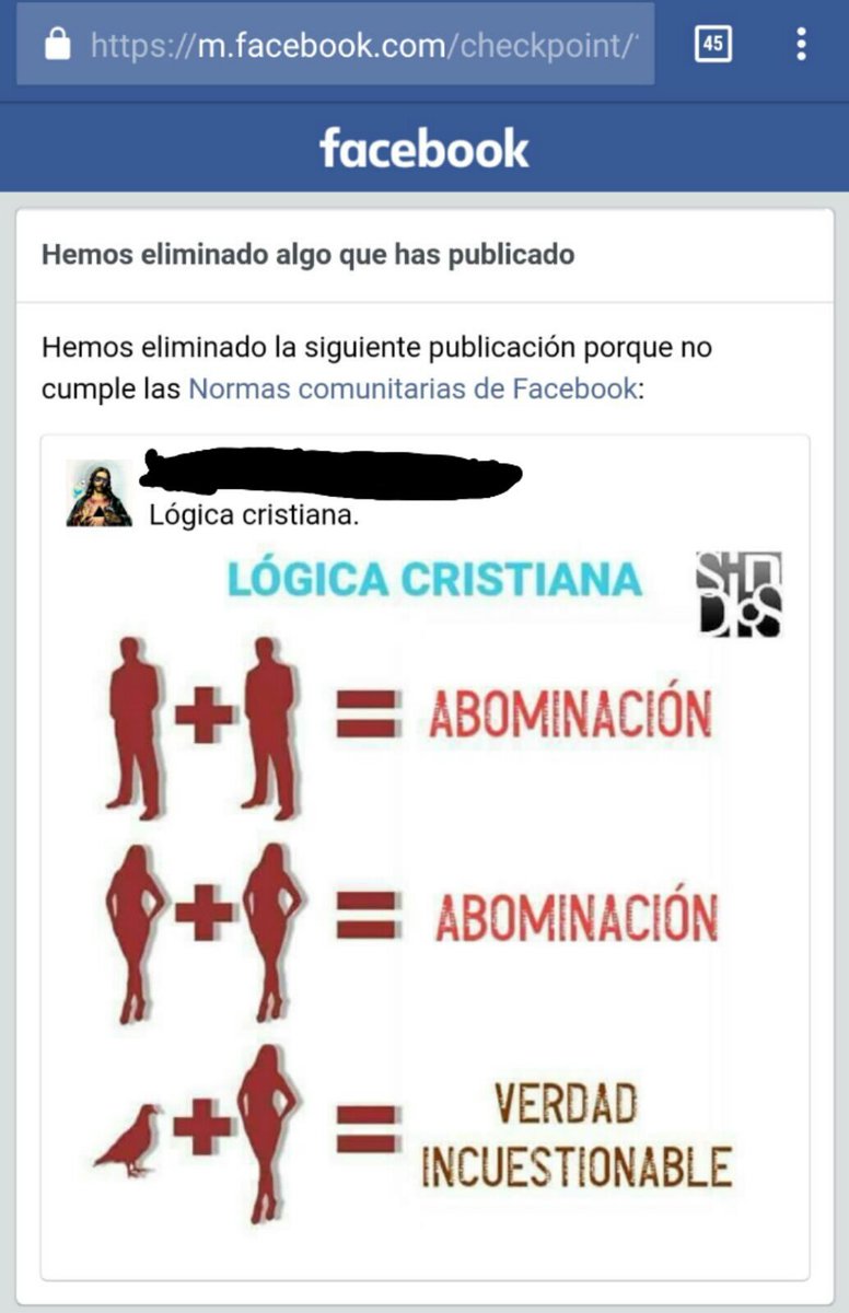 diostuitero's tweet photo. Facebook me ha suspendido la cuenta tres días por esto. Como siempre, al tercero resucito. https://t.co/6OJN3GHCFe