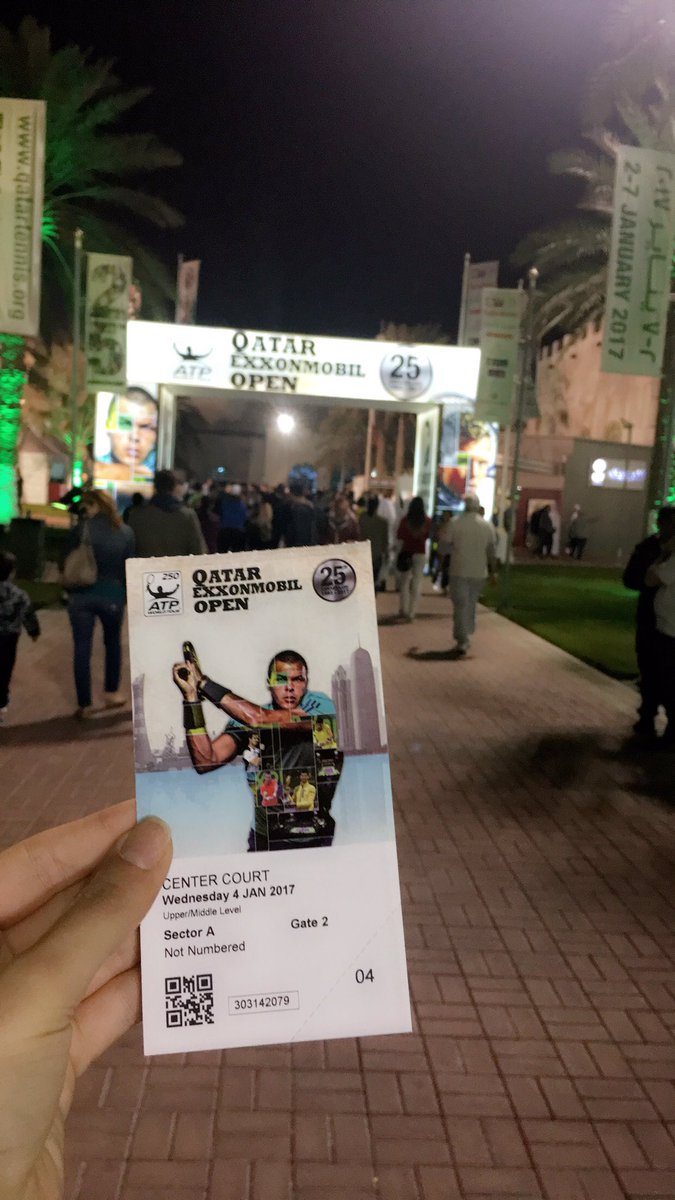 iamsarahsharif's tweet photo. - I AM SOOO EXCITED! First time to watch a #Tennis Match live! Andy Murray vs. Gerald Melzer! 🎾

#CheckedOffBucketList #QatarExxonMobilOpen https://t.co/spcDbZy1pX