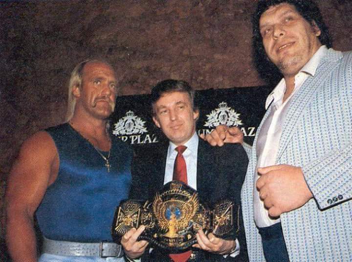 Historian on Twitter: "Hulk Hogan & Donald Trump The WWF Winged Eagle & André The Giant https://t.co/1cnVbi5OuG" /