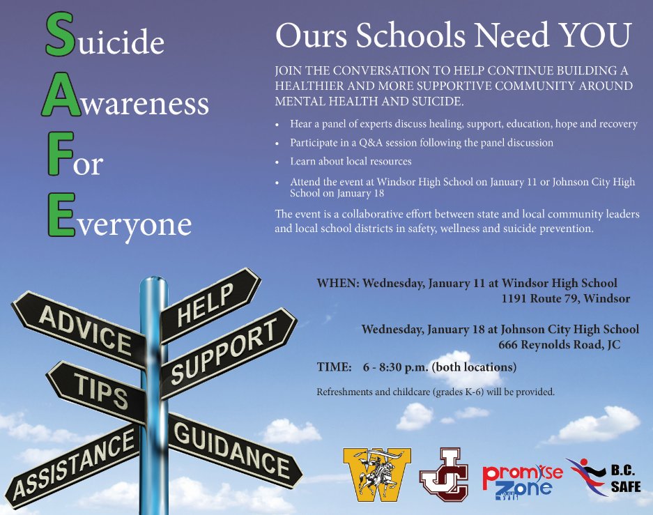 JohnsonCityHS's tweet photo. JCHS NEEDS YOU! This seminar is a collaborative effort between schools &amp; community leaders to promote suicide prevention. See attached pic! https://t.co/Pbf2uXgpFq
