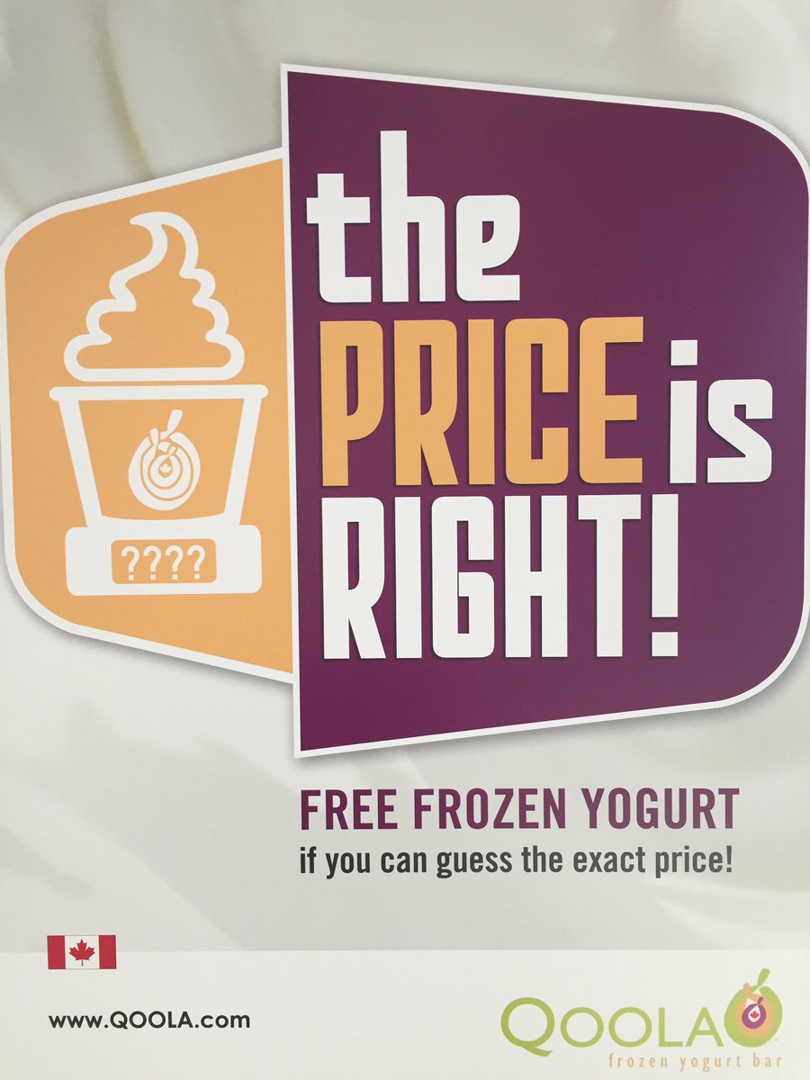 QoolaVictoria's tweet image. The PRICE is RIGHT!  Guess the right price of your cup of yogurt &amp;amp; it's FREE FREE FREE. @uptownvictoria @hillsidecentre locations.  #yyj