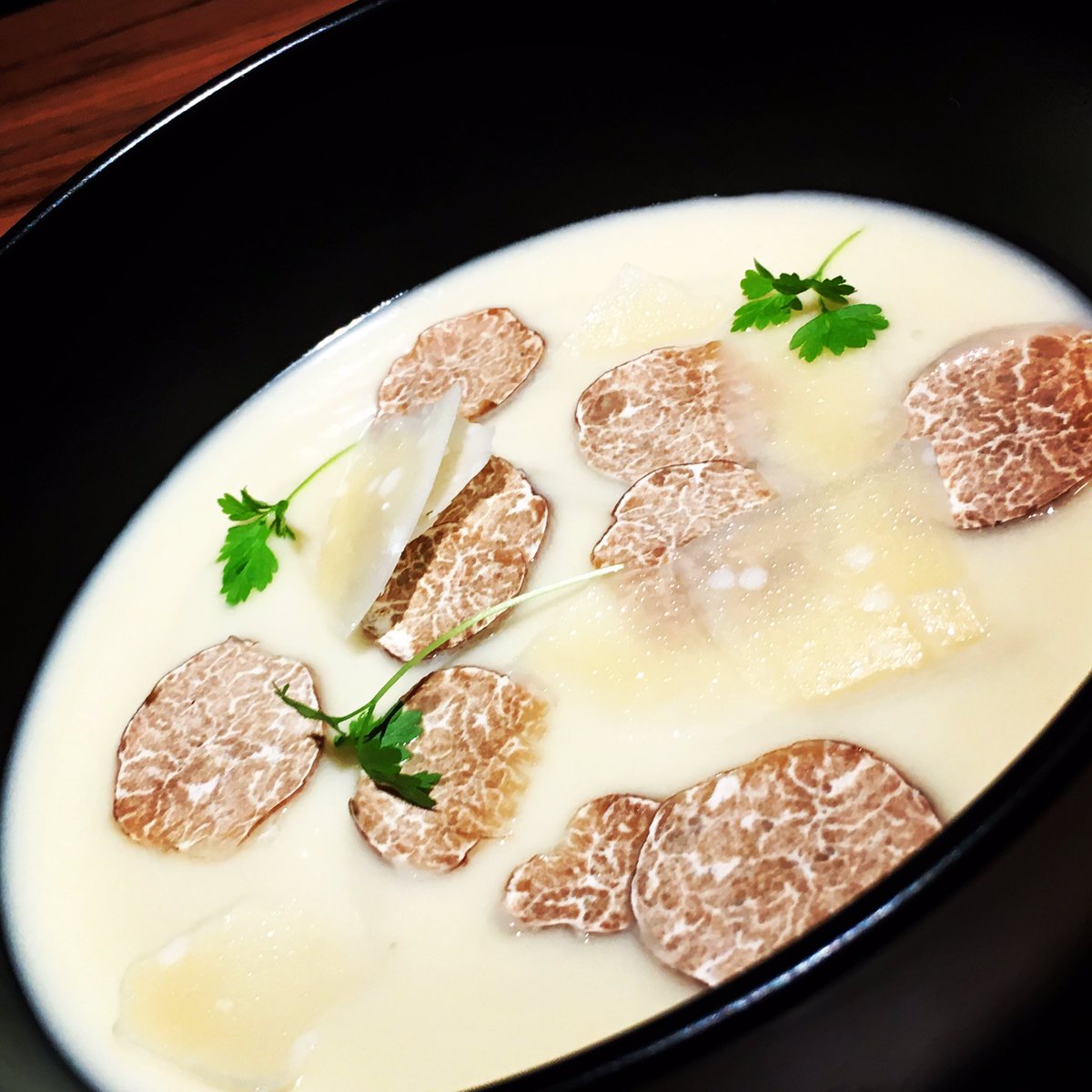 Celery Root Soup with Oregon White Truffles and Parmesan #truffle #parmesan #soup #winter  #wintersoup