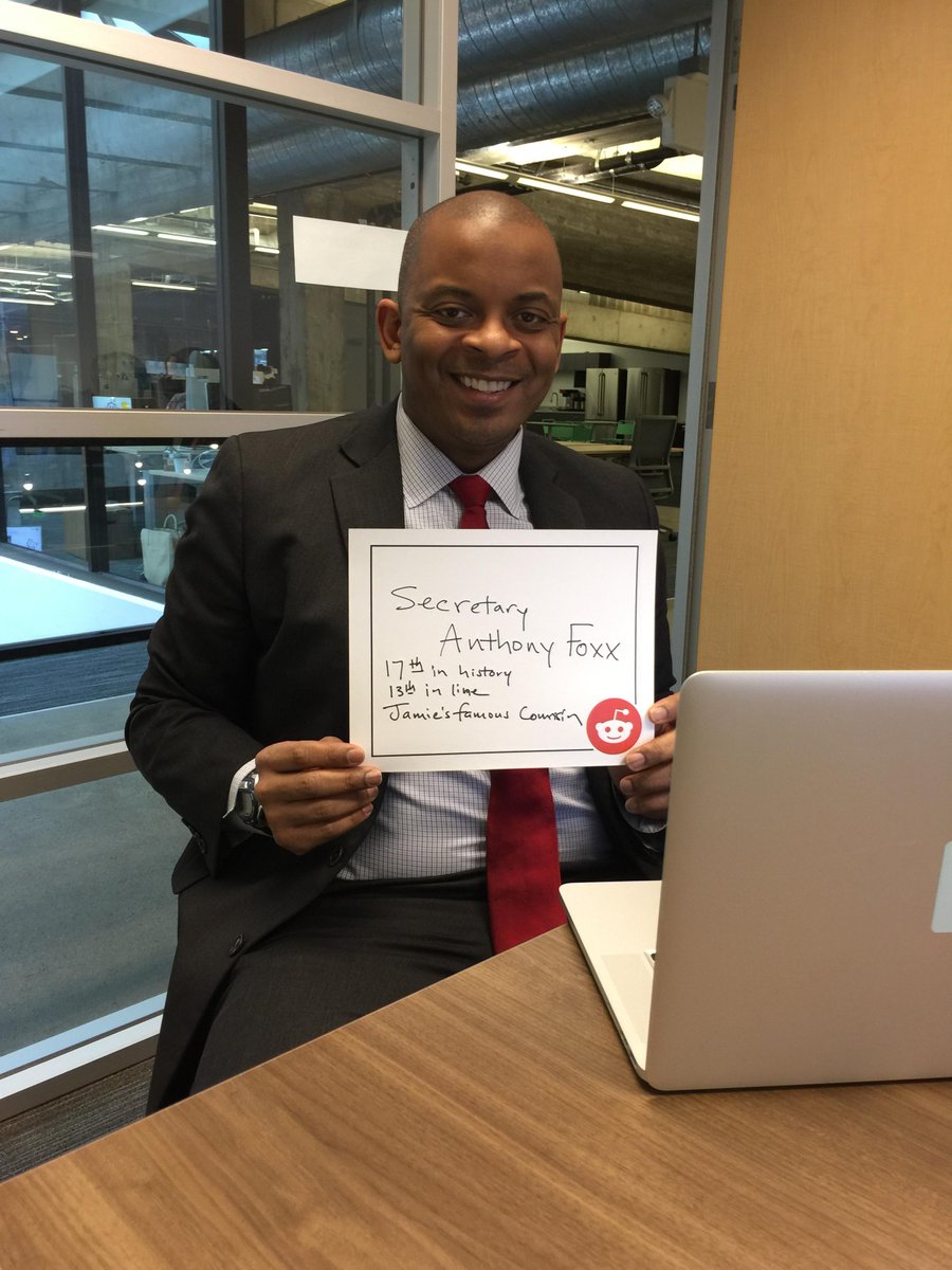 Happening now: <a href="/SecretaryFoxx/">Sec. Anthony Foxx</a> is talking all things #transportation on <a href="/reddit/">Reddit, Inc.</a>: redd.it/5m292v #AMA