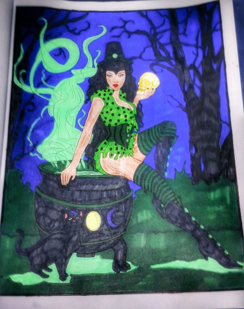 DaisyDazied's tweet photo. My recent colourings... ☺ 
#GothColouringBook #Witches #MoonGoddess #ProudOfTheseOnes! 😊 https://t.co/SJVnKFTOoD