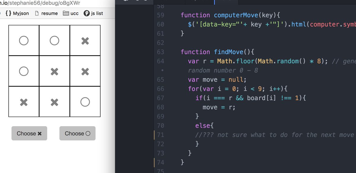 stephanie_zeng's tweet image. #100DaysOfCode Making progress with the Tic Tac Toe game - but how should computer make the next move? #logicloop