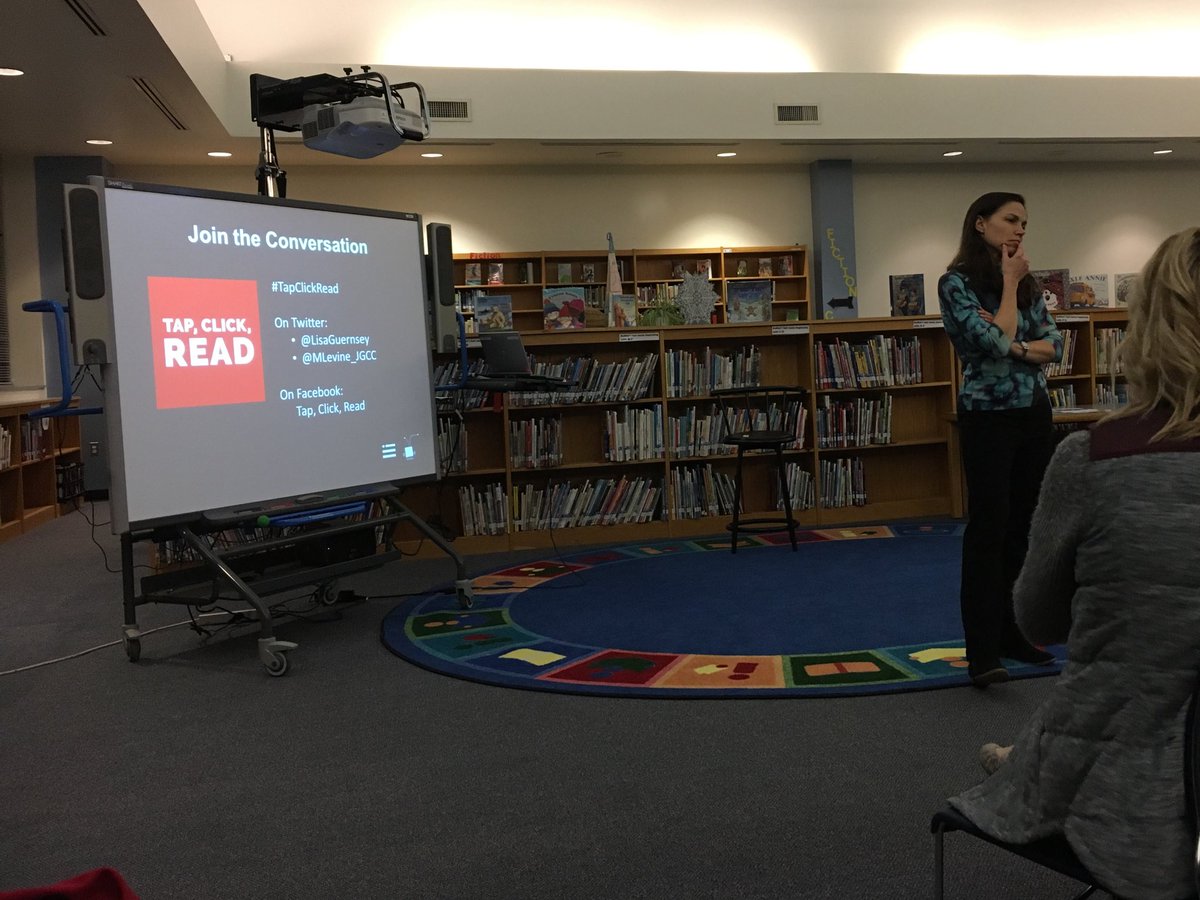 Lisa Guernsey sharing information about screen time and it's use in learning to read. #tapclickread @DMacPTA @ACPSk12