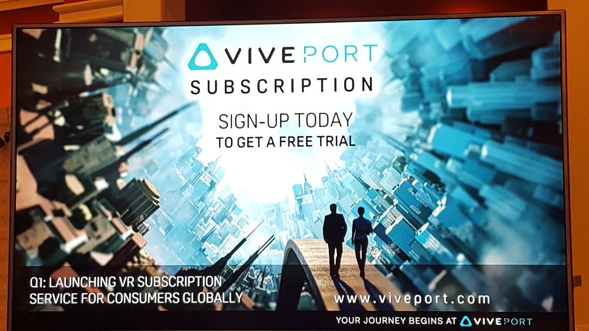 .<a href="/htcvive/">HTC VIVE</a>'s <a href="/Viveport/">VIVEPORT</a> aims to be the Netflix of VR offering subscriptions to non-gaming, educational, entertainment #VR experiences #CES2017