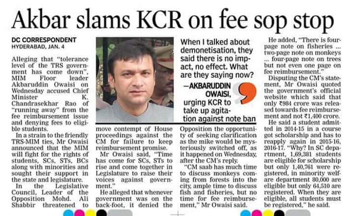 aamirnaru's tweet photo. #AkbaruddinOwaisi slams #KCR on fee sop stop !

#DeMonetisation https://t.co/xofvwV06XH