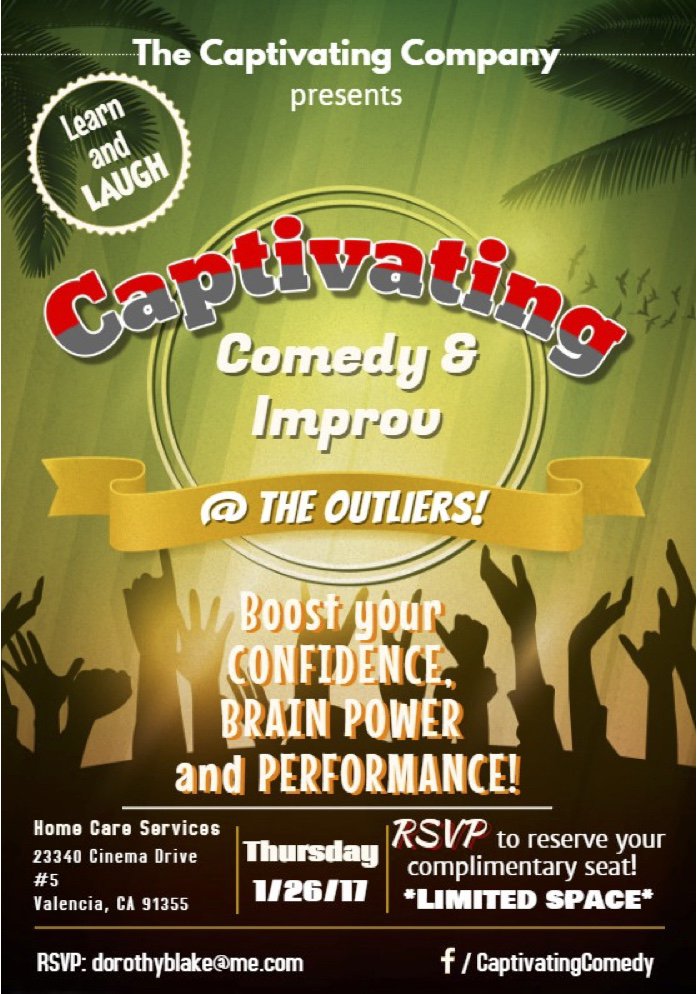 SCVCHRC's tweet image. Come and practice your improve skills while honing your quick wit. Thursday, Jan 26th RSVP is required seating is limited.