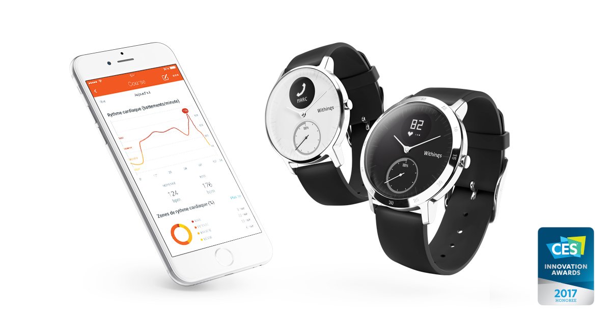 Withings's tweet photo. Steel HR is now available! This watch features HR, notifications & can recognize & track 10 new activities #CES2017 https://t.co/HlHkbkv1tp https://t.co/4XY10bS9Zx