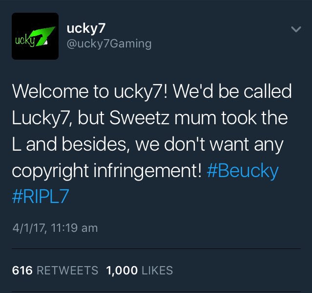 ucky7Gaming's tweet photo. Thanks for 1,000 likes 💚🍀 https://t.co/No6D2cpPcm