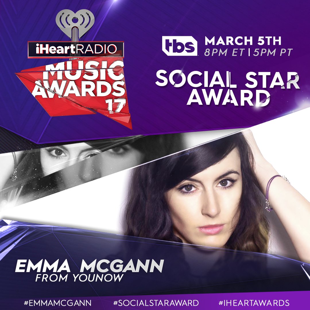 Next time you are on <a href="/YouNow/">YouNow</a> you need to check out the amazing #EmmaMcGann! RT to vote for the #SOCIALSTARAWARD! #iHeartAwards. 😊