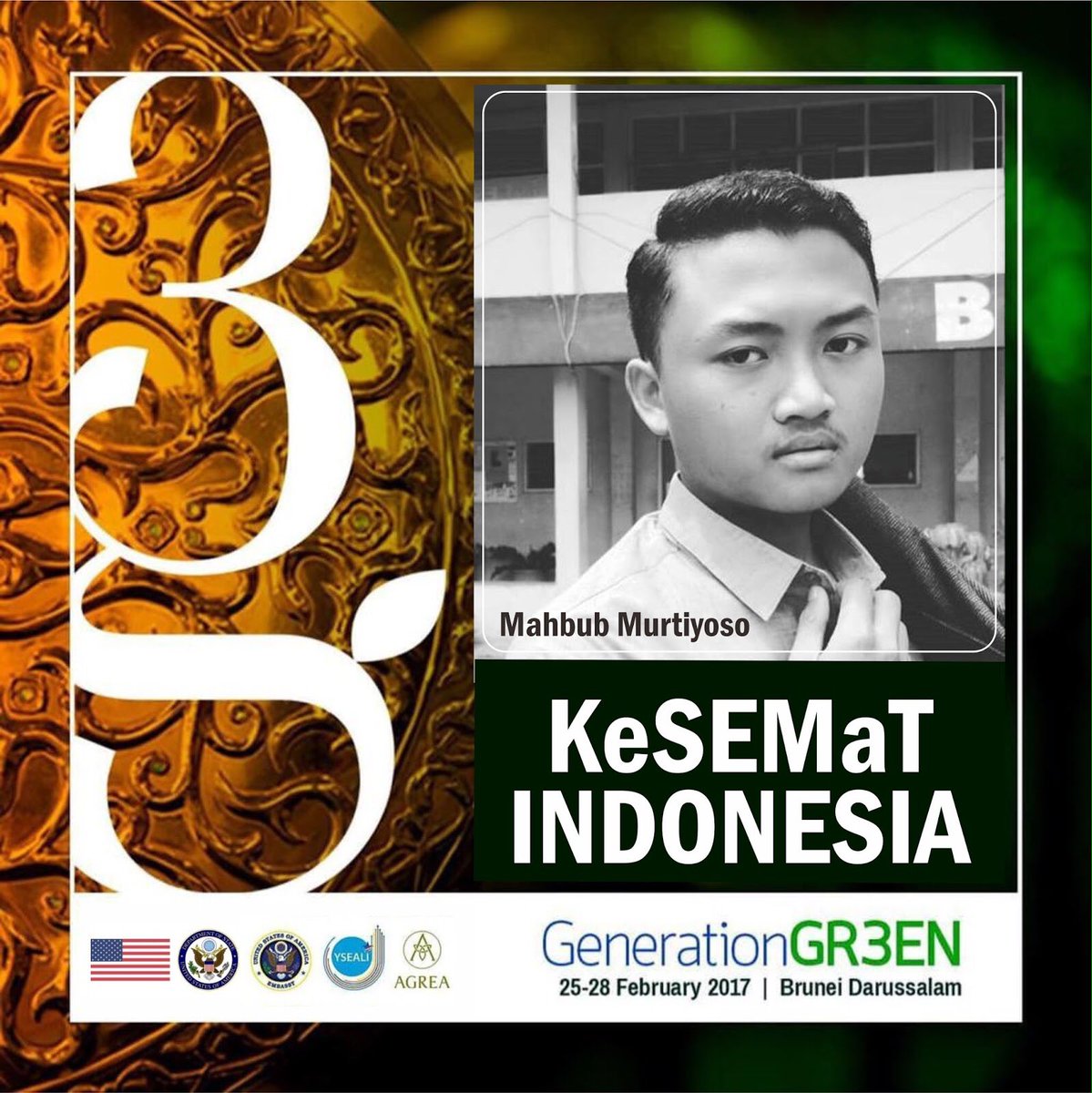 Mahbub Murtiyoso, Wakil KeSEMaT dan Indonesia di GenerationGR3EN Brunei Darussalam. Berita selengkapnya kesemat.undip.ac.id/index.php/othe…