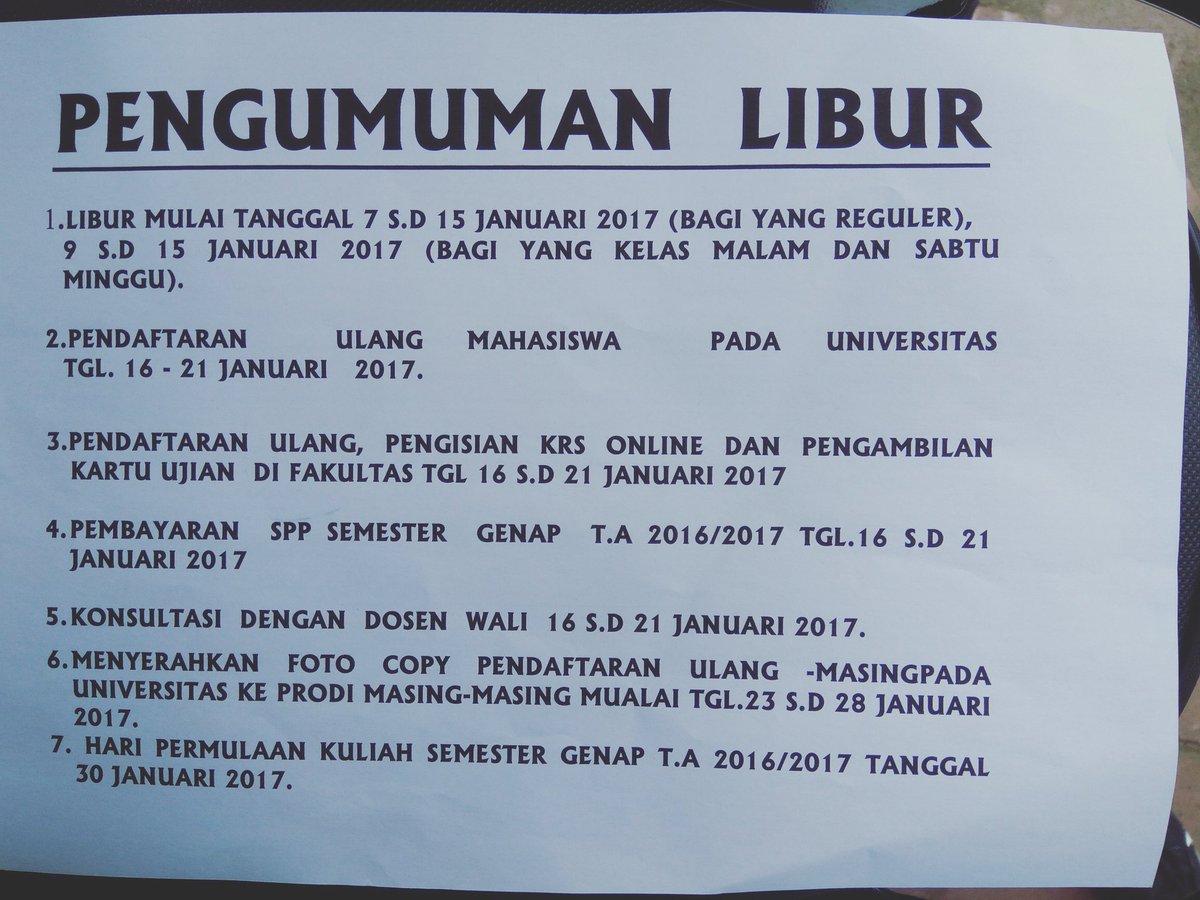 Pengumuman Libur
Fakultas ekonomi UNMUHA