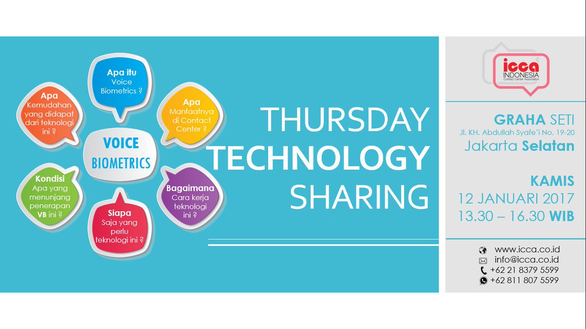 ICCAIndonesia's tweet photo. Semangat awal tahun dengan event-event menarik di sela pendaftaran #TBCCI 2017, salah satunya Thursday Technology Sharing #TTS https://t.co/nYwUMyGEgo