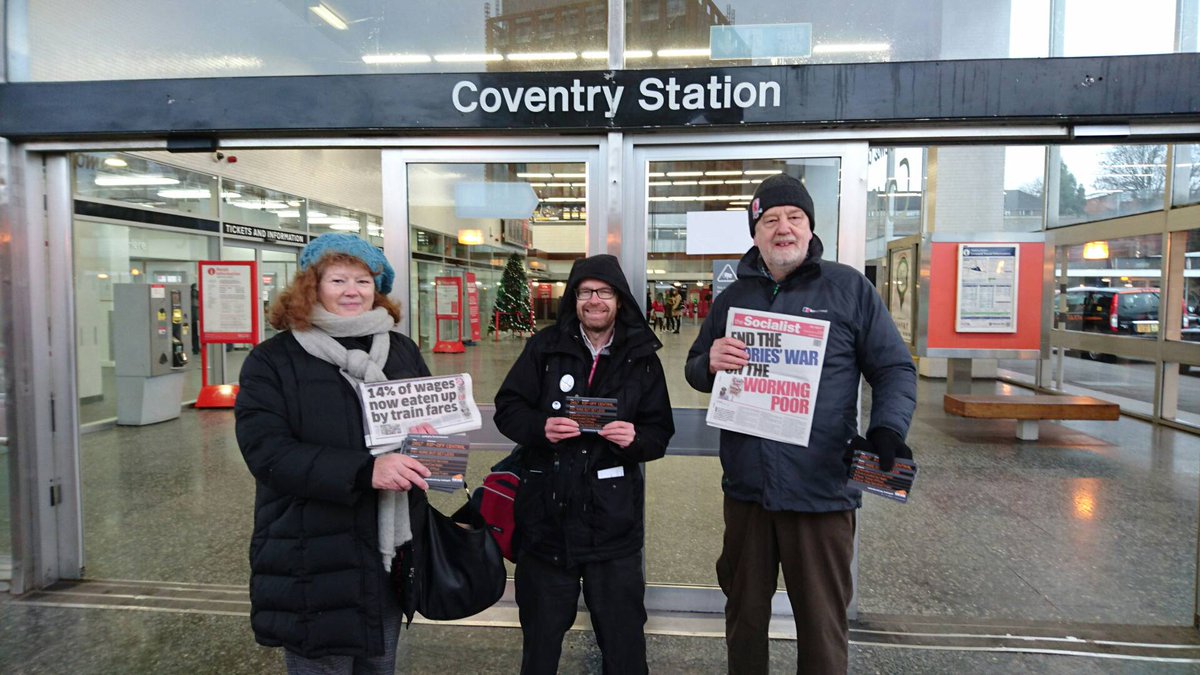 ActionForRail's tweet image. British rail campaigners at Coventry station on 3 Jan, taking part in our @ActionForRail action day!