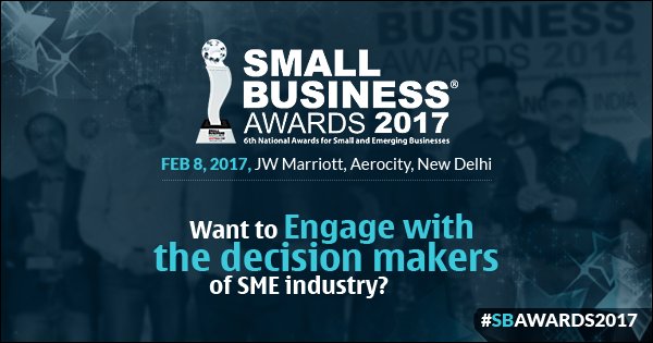 Join the 6th Edition of Small Business Awards 2017 #SBAwards2017 <a href="/JWMarriot/">Joe Marriott</a>, Delhi, 8 Feb franchiseindia.com/smallbusiness/