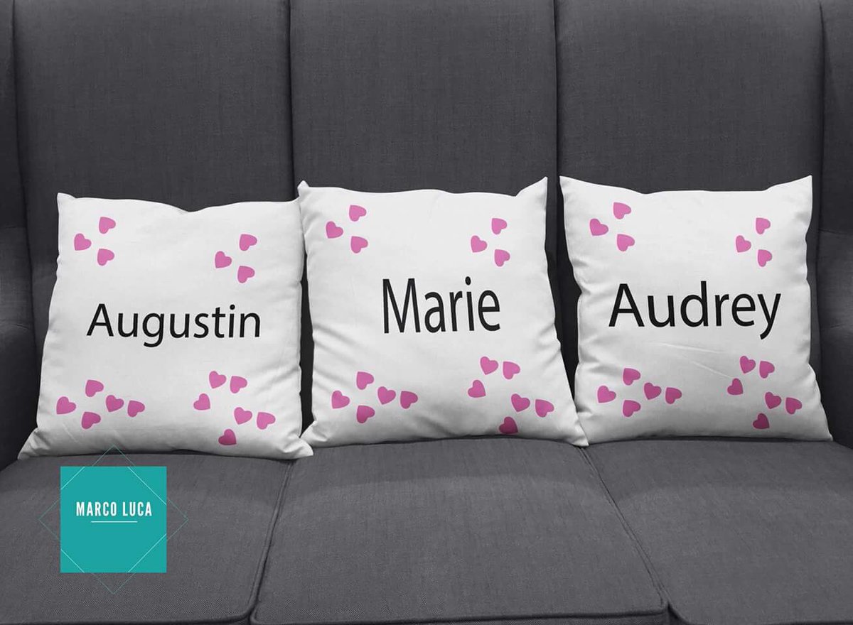 Coussins personnalisés pour Saint-Valentin au prix de 45€ commandez sur : on.fb.me/1ztmdWY #coussin #marcoluca #createurbelge #déco