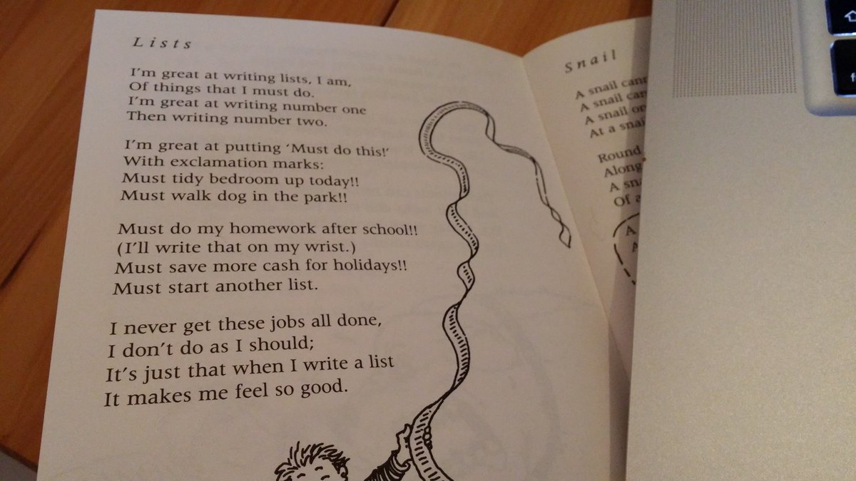 slowtech2000's tweet photo. Back at work & back online inspired by Steve Turner's poem about lists (Christmas pressie for kids but I am loving it) #newyeartodolist https://t.co/KI9WlUORm6