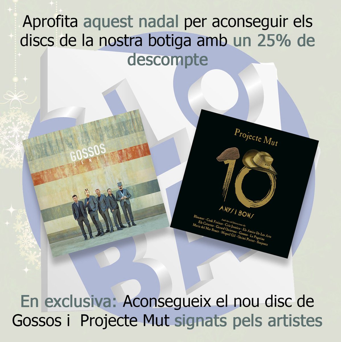 Últim dia, aconsegueix els discs de la nostra botiga amb un 25% de descompte introduint el següents cupò promocional: ¨Global 2016¨