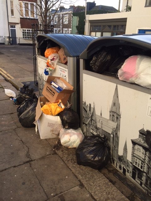 st_clean's tweet image. Why are our bins overflowing, filthy, not swept out and stinking? @kiergroup @hastingsbc #kiergroup #bins #rubbish #filth