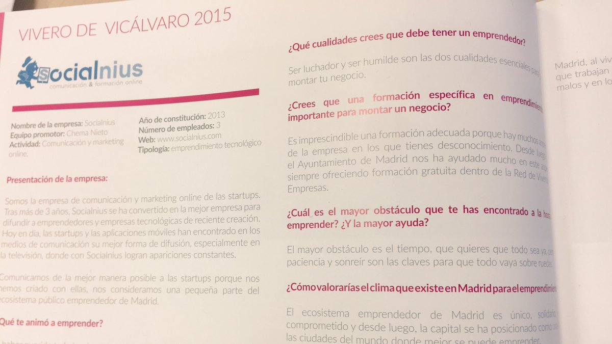 Socialniuscom's tweet photo. Ilusión en este día de #ReyesMagos al ver el #balance2015 de @MadridEmprende y ser protagonistas de @ViveroEmpresasV 👏👏💪💪 https://t.co/ohOU82EWCA