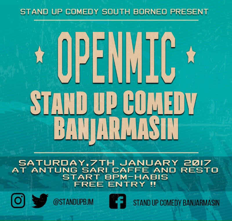 StandUpBJM's tweet image. Halo epribadeeh , #openmicBJM , 7/1/17 at antung sari cafe and resto, start 8PM- dimamai kuitan , FREE cc @bjmUpdate @StandUpIndo