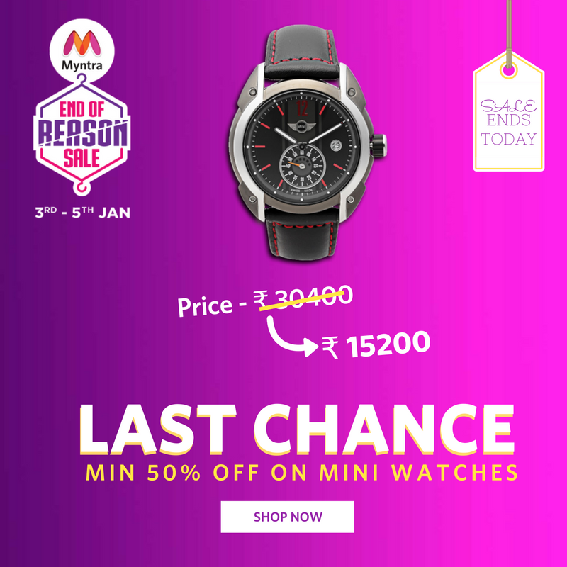 mini_watches's tweet photo. Offer ends today!! Hurry up!! Last chance to grab #MiniWatches at Min 50% off!! 
#MyntraEndOfReasonSale 
 BUY NOW: https://t.co/PzDScWGNW6 https://t.co/kKVGTwfo4X