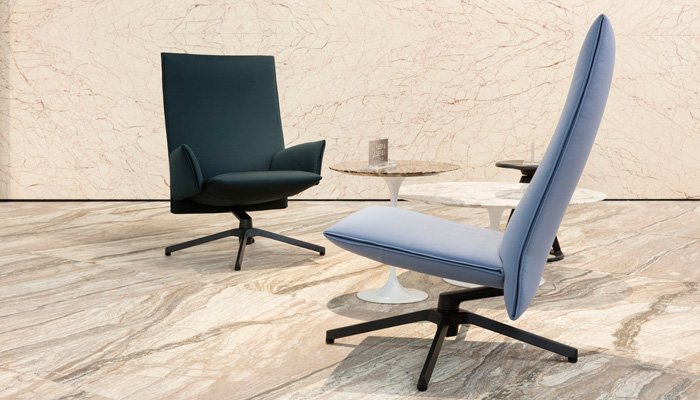 Flashback to Salone del Mobile 2015 - white travertine was a hero rock in a booth by @knoll_inc, design by <a href="/barberosgerby/">Barber & Osgerby</a> #salonedelmobile