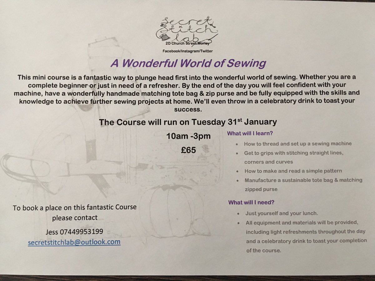 New course for 2017. #sewing #beginners #artsandcrafts #adultcourse #daycourse #hobby #Morley #Leeds